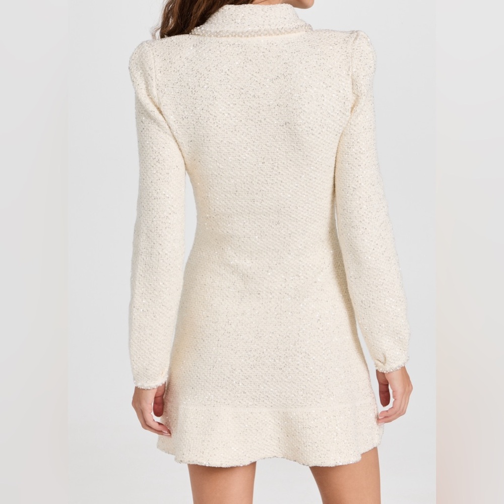 Self Portrait 2023 collection Cream Sequin Knit Pearl Mini Dress Size M - Picture 3 of 11